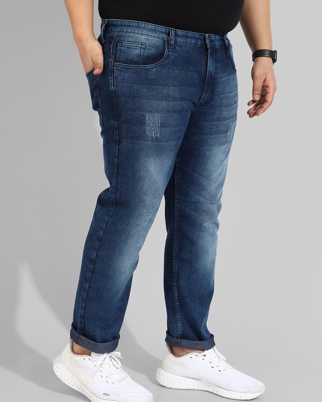 Shop Men's Blue Distressed Jeans-Front