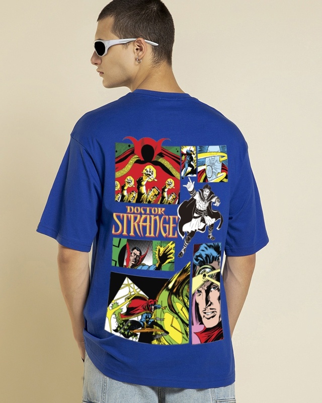Shop Men's Blue Doctor Strange Graphic Printed Oversized T-shirt-Front