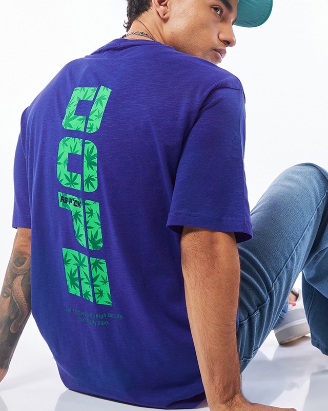 Men's Blue Dope AF Graphic Printed Oversized T-shirt