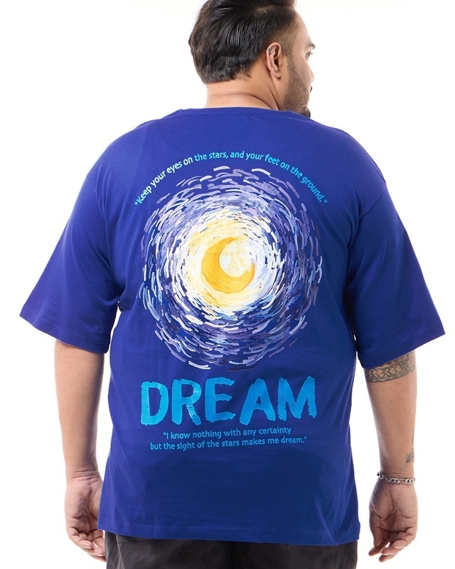 Shop Men's Blue Dream Air Graphic Printed Oversized Plus Size T-shirt-Front