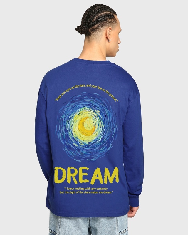 Shop Men's Blue Dream Graphic Printed Oversized T-shirt-Front