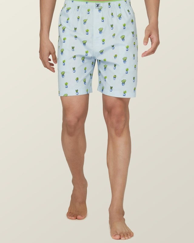 Shop Men's Blue Graphic Printed Relaxed Fit Boxers-Front