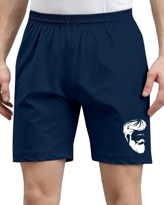 Shop Men's Blue Graphic Printed Shorts-Front
