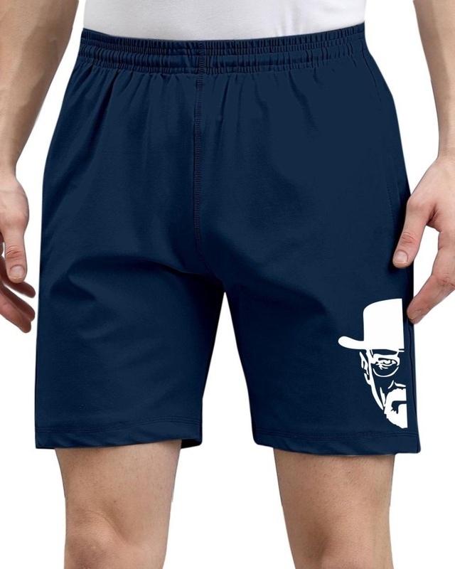 Shop Men's Blue Graphic Printed Shorts-Front
