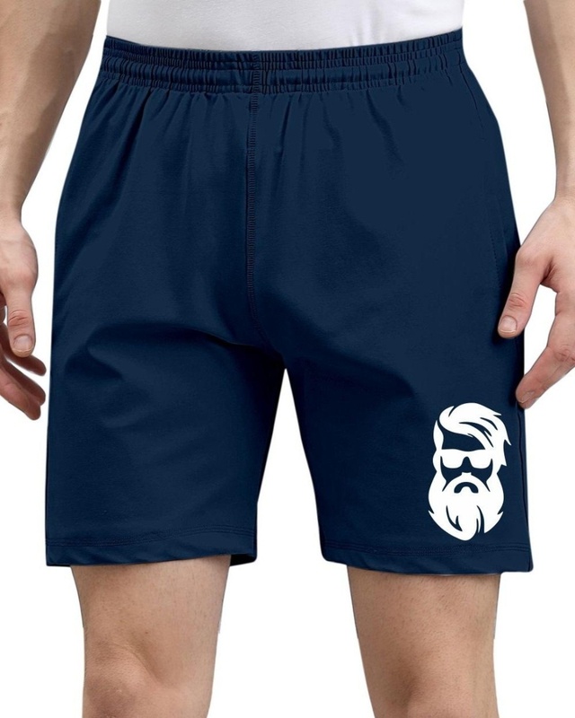 Shop Men's Blue Graphic Printed Shorts-Front