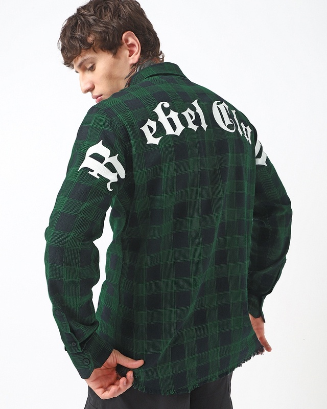 Men's Blue & Green Rebel Club Checked Shirt