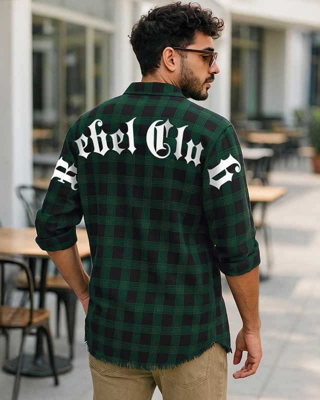 Shop Men's Blue & Green Rebel Club Checked Shirt-Front