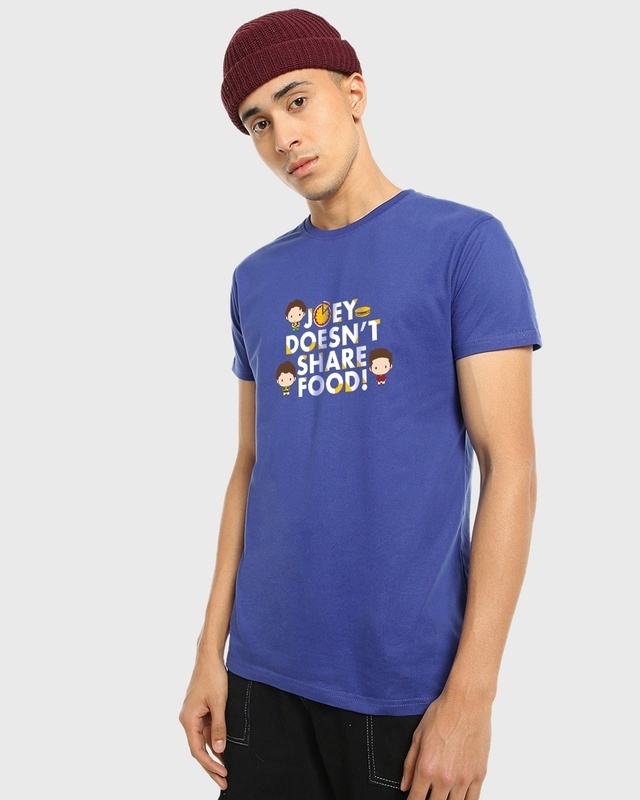Shop Men's Blue Joey Doesn't Share Food Graphic Printed T-shirt-Front