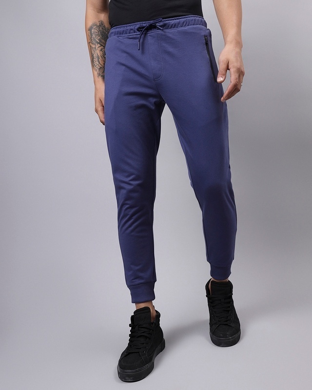 Shop Men's Skipper Blue Joggers-Front