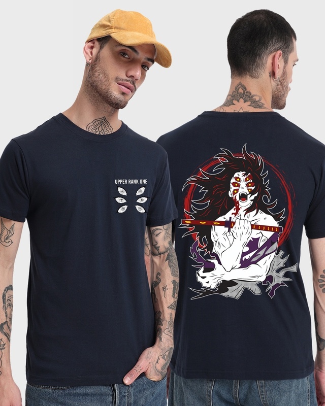Shop Men's Blue Kokushibo Graphic Printed T-shirt-Front