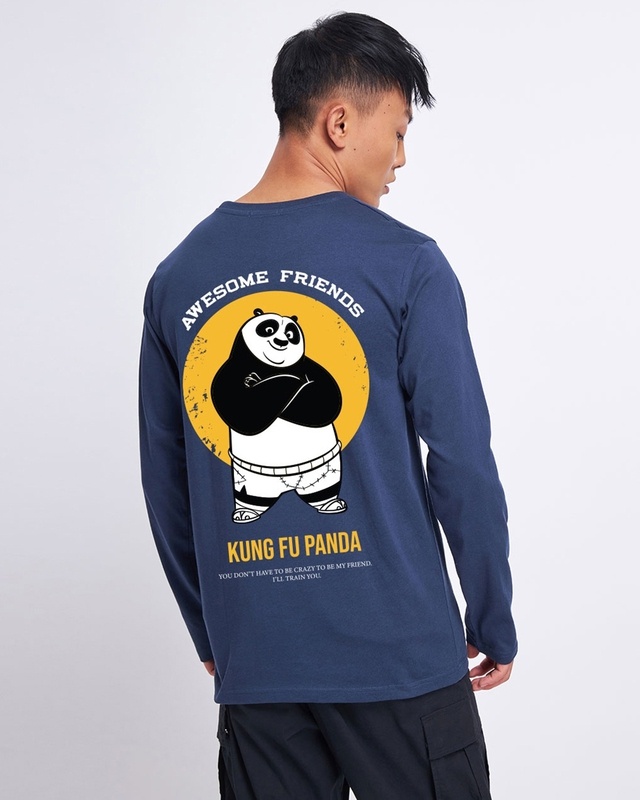 Shop Men's Blue Kung Fu Panda Graphic Printed T-shirt-Front