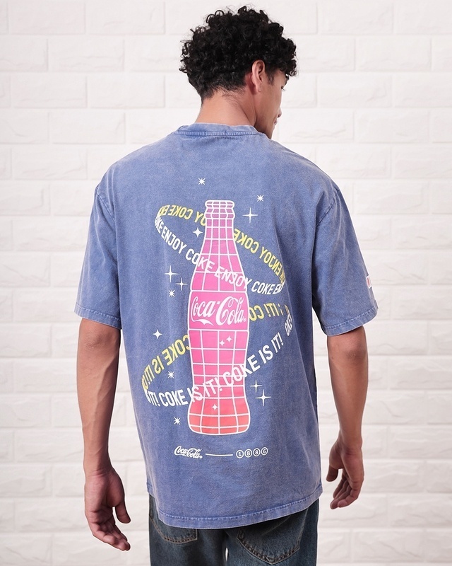 Shop Men's Blue Magic In The Bottle Graphic Printed Oversized T-shirt-Front