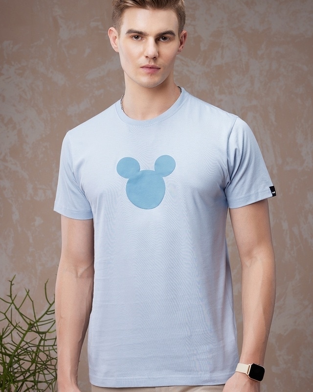 Shop Men's Blue Mickey Mouse Graphic Printed T-shirt-Front