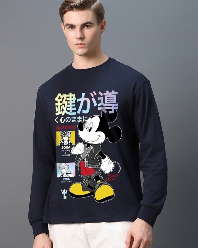 Shop Men's Blue Mickey Star Graphic Printed Oversized Sweatshirt-Front