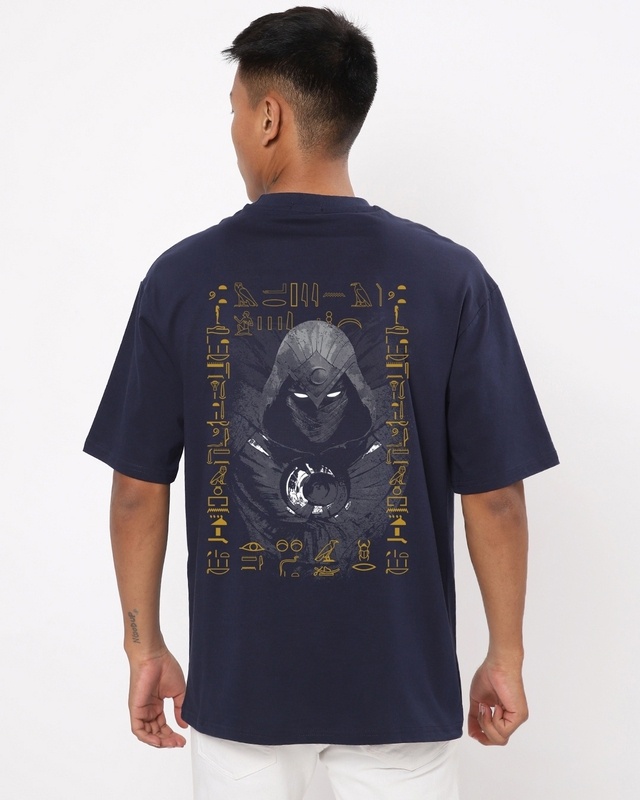 Shop Men's Blue Moon Knight Graphic Printed Oversized T-shirt-Front