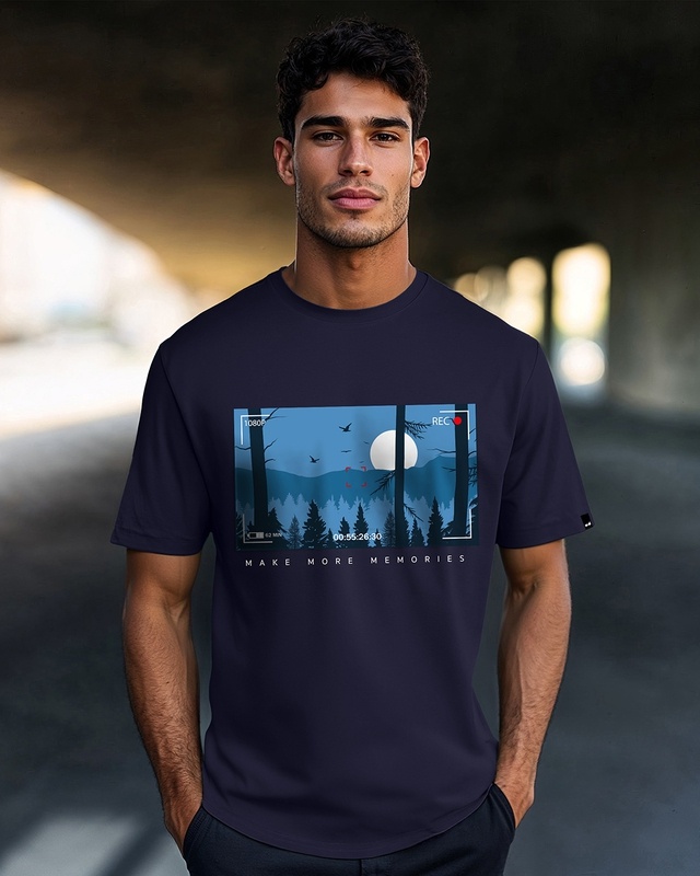 Shop Men's Blue More Memories Graphic Printed T-shirt-Front