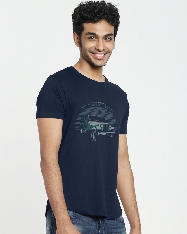 Shop Men's Blue Off Road Apple Cut Graphic Printed T-shirt-Front