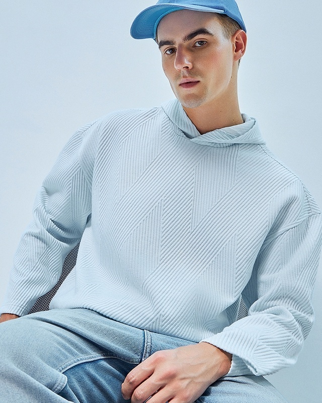 Shop Men's Blue Oversized Hoodie-Front