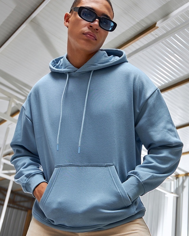 Shop Men's Blue Oversized Hoodies-Front