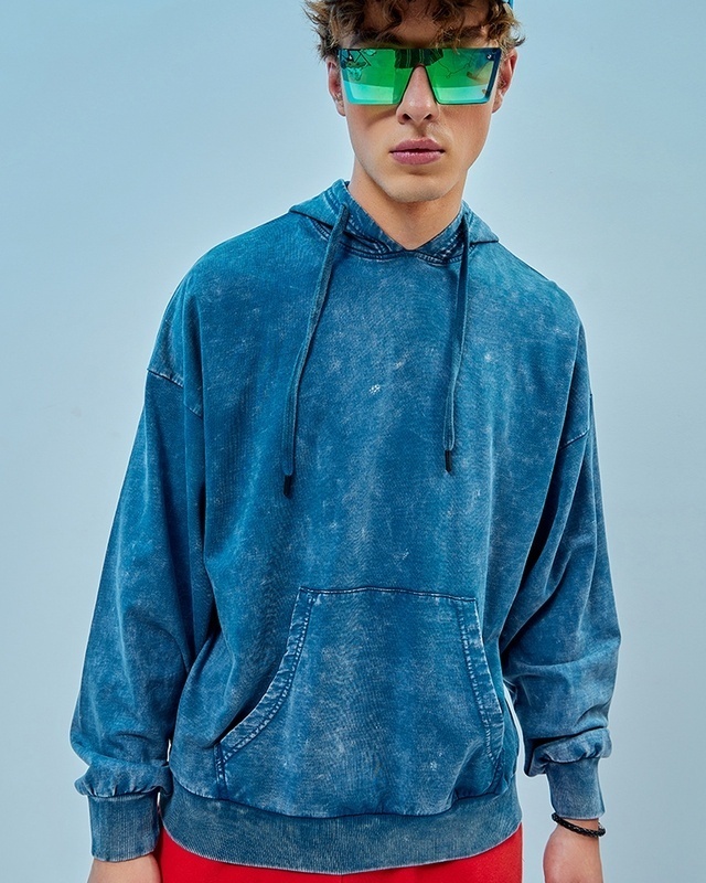 Shop Men's Blue Oversized Hoodies-Front