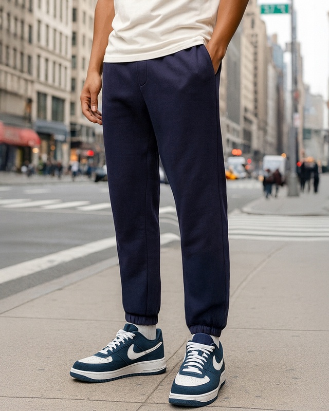 Shop Men's Blue Oversized Joggers-Front