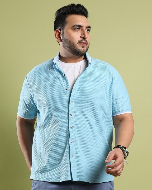 Shop Men's Blue Oversized Plus Size Shirt-Front
