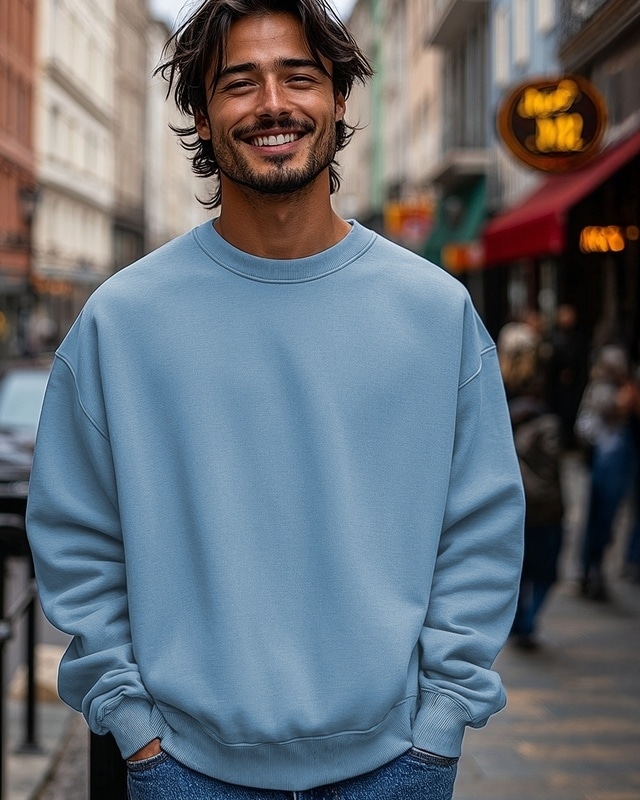 Shop Men's Blue Oversized Sweatshirt-Front