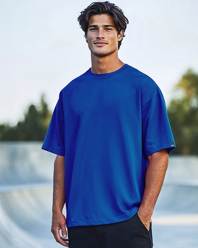 Shop Men's Blue Oversized T-shirt-Front