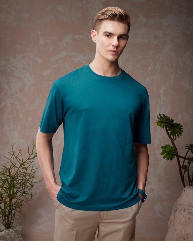 Shop Men's Blue Oversized T-shirt-Front