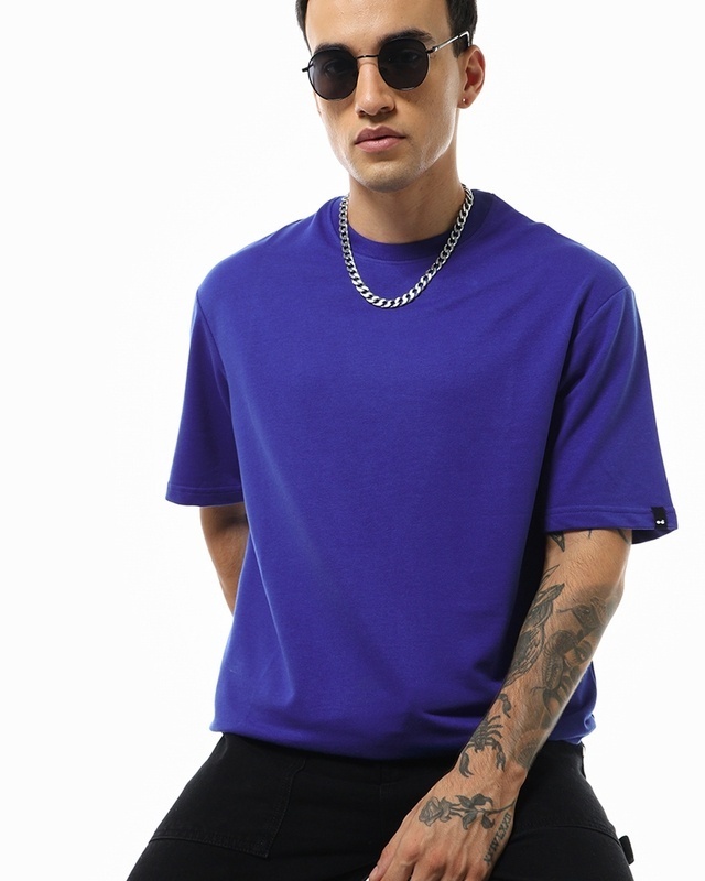 Shop Men's Blue Oversized T-shirt-Front