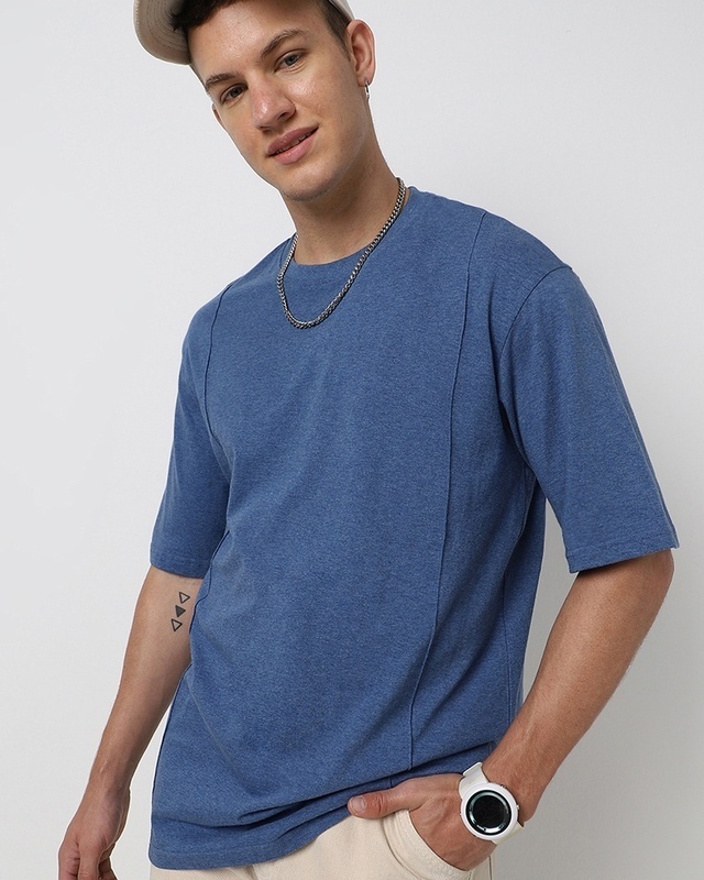 Shop Men's Blue Oversized T-shirt-Front