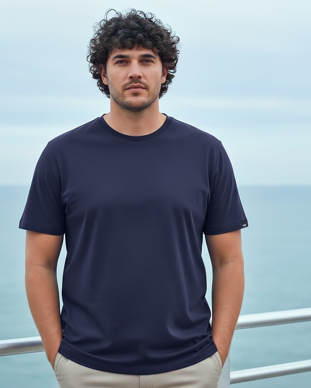 Men's Blue Plus Size T-shirt-Front Bewakoof Shop Men's Blue Plus Size T-shirt-Front