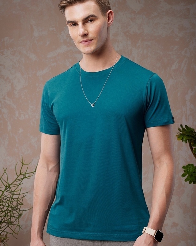 Shop Men's Blue Plus Size T-shirt-Front