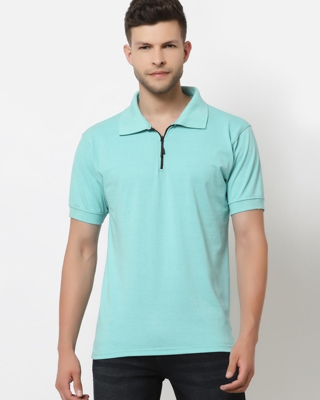 Shop Men's Blue Polo T-shirt-Front