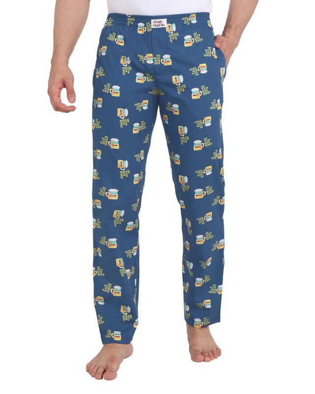 Shop Men's Blue Beerdo Printed Pyjama-Front