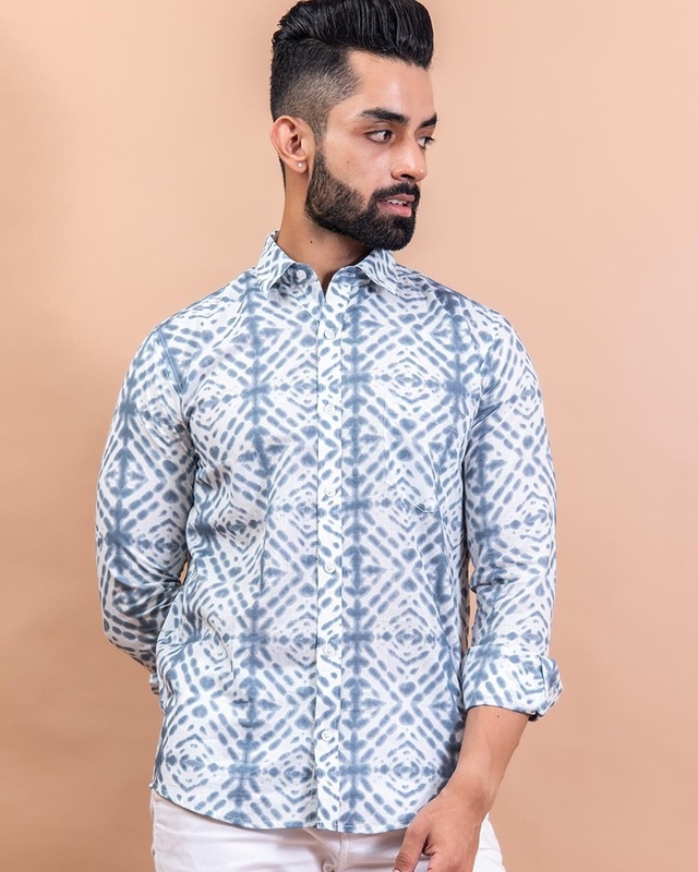 Shop Men's Blue Printed Shirt-Front