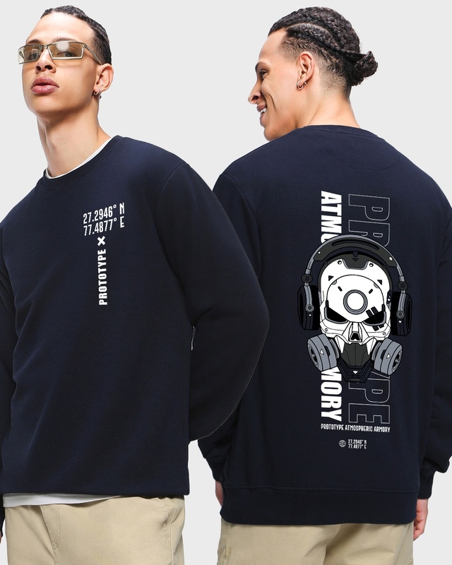 Shop Men's Blue Prototype Graphic Printed Sweatshirt-Front