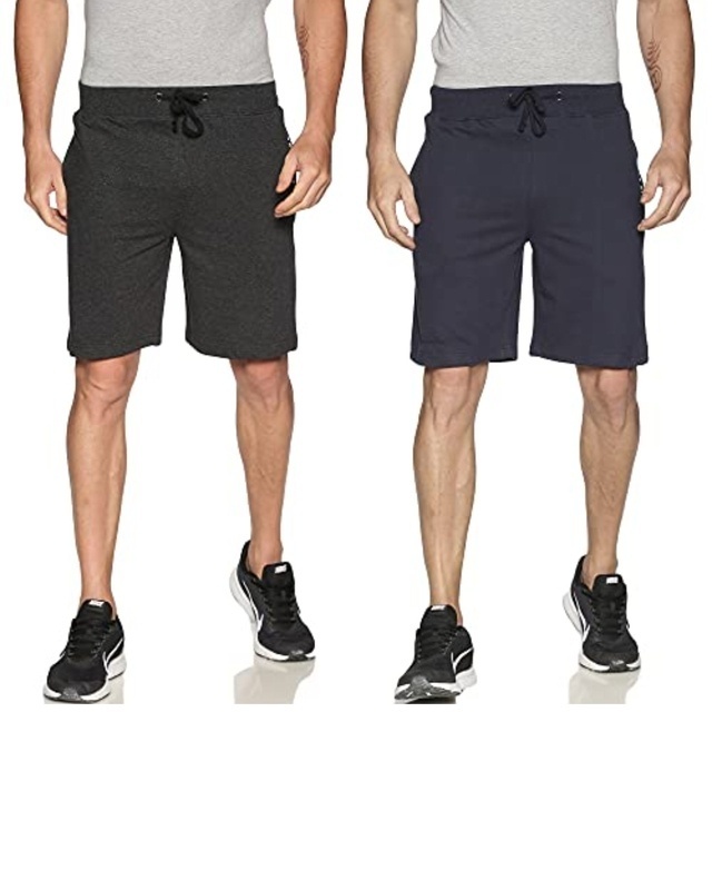 Shop Pack of 2 Men's Blue Regular Cotton Casual Shorts-Front