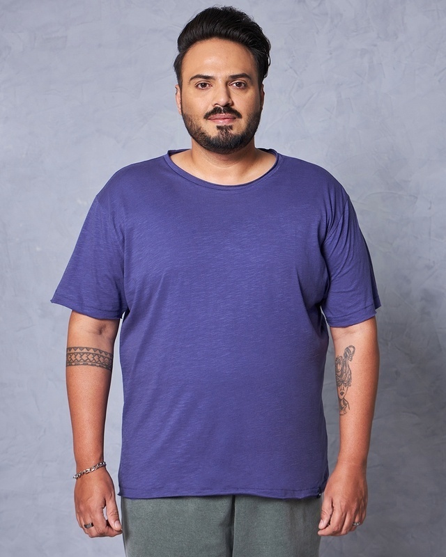 Shop Men's Blue Plus Size T-shirt-Front