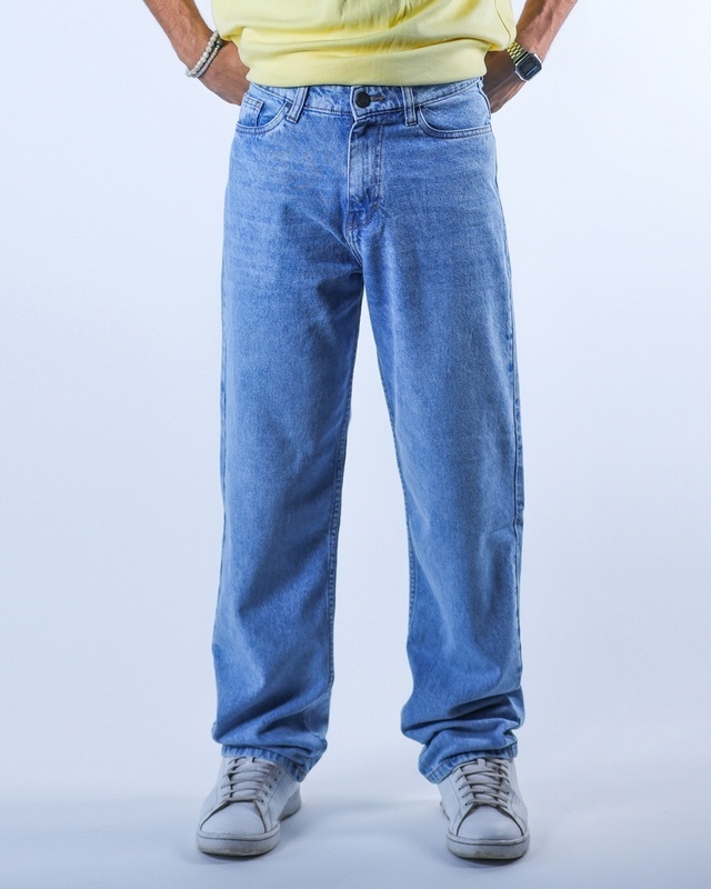 Shop Men's Blue Relaxed Fit Jeans-Front