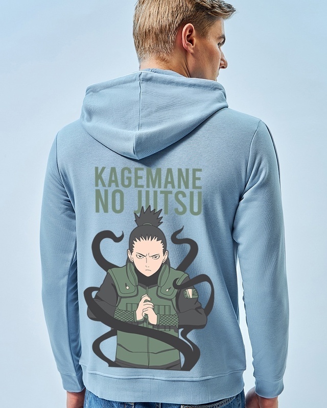 Shop Men's Blue Shikamaru Graphic Printed Hoodies-Front