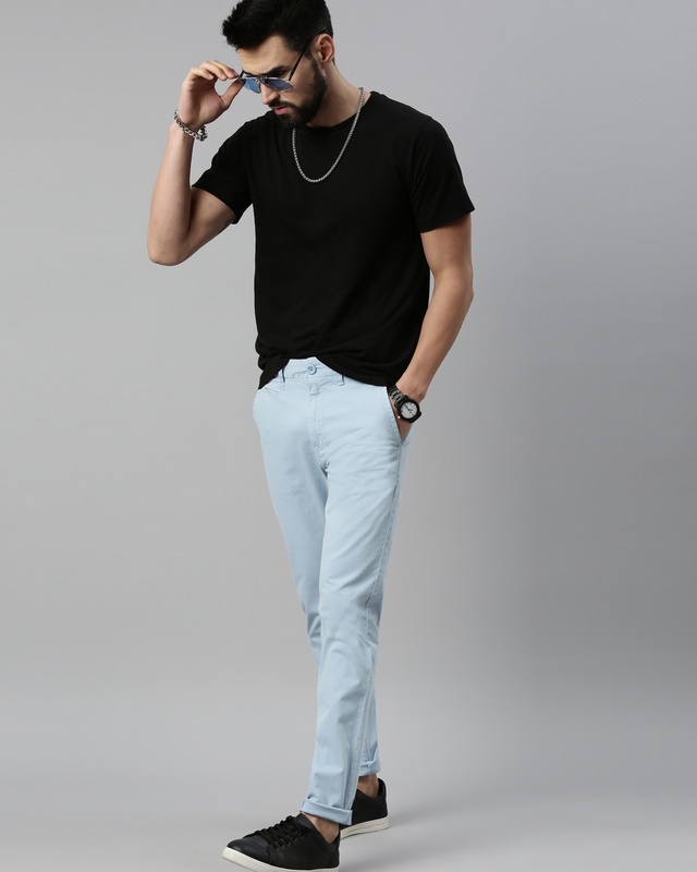 Shop Men's Blue Slim Fit Chinos-Front
