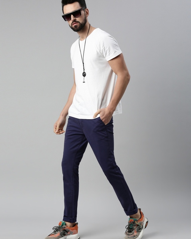Shop Men's Blue Slim Fit Chinos-Front