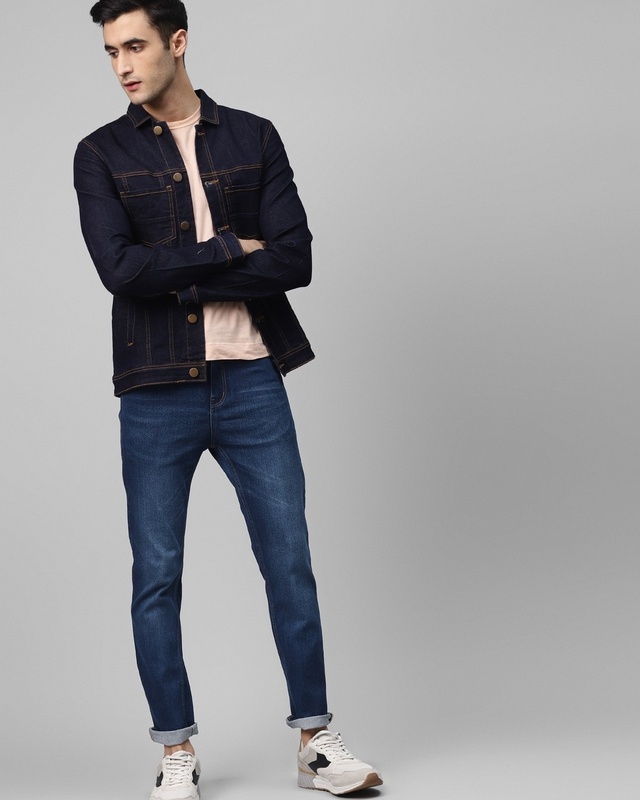 Shop Men's Blue Slim Fit Jeans-Front
