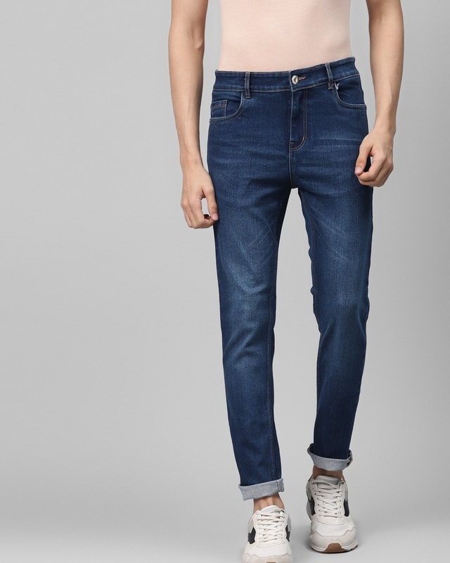 Shop Men's Blue Slim Fit Jeans-Front