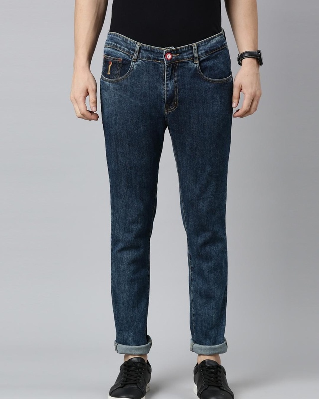 Shop Men's Blue Slim Fit Jeans-Front