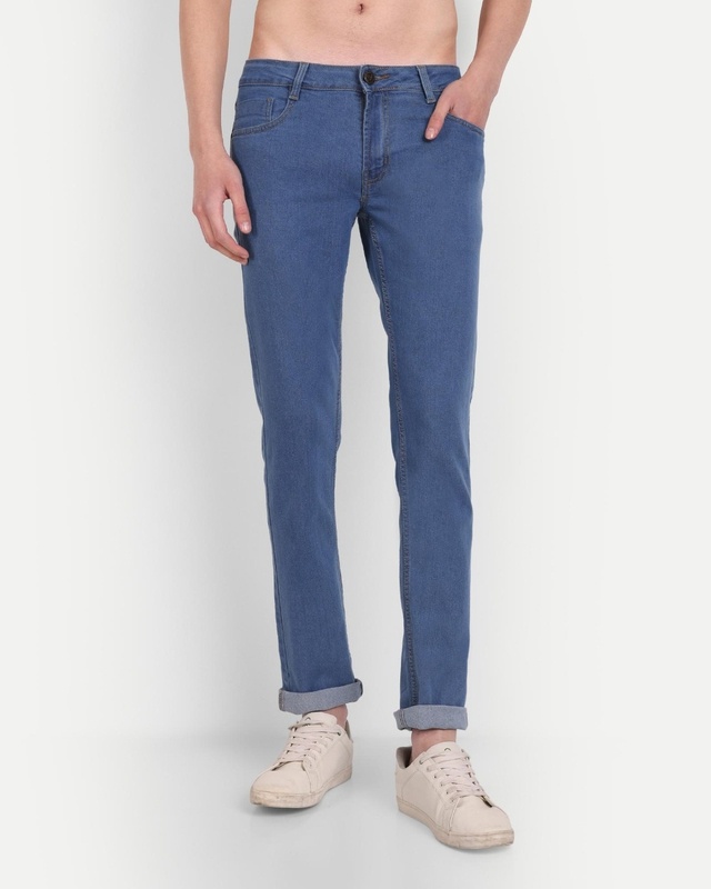 Shop Men's Blue Slim Fit Jeans-Front