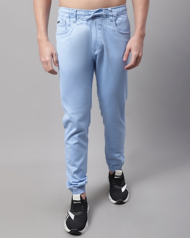 Shop Men's Blue Slim Fit Jogger Jeans-Front