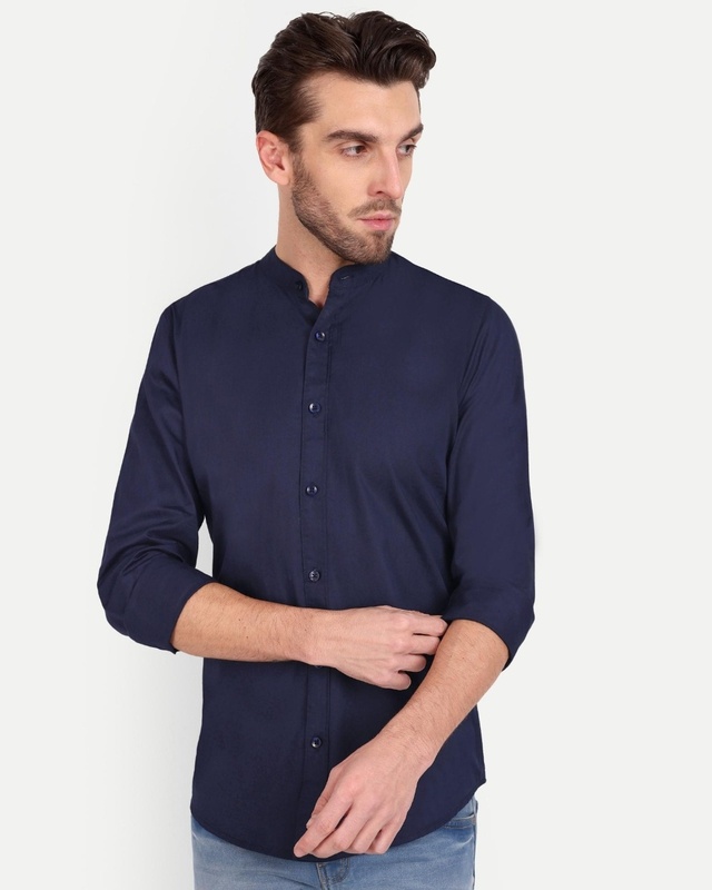 Shop Men's Blue Slim Fit Shirt-Front