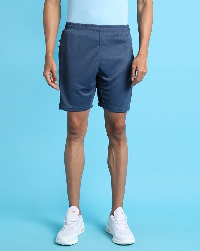 Shop Men's Blue Slim Fit Shorts-Front